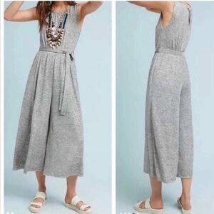 ANTHROPOLOGIE Meadow Rue Womens Alchemist Jumpsuit Metallic Silver Stretch M